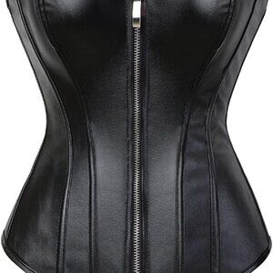 Corsets for Women Faux Leather Corset Top Steampunk Corsets Zipper Bustier Pirat